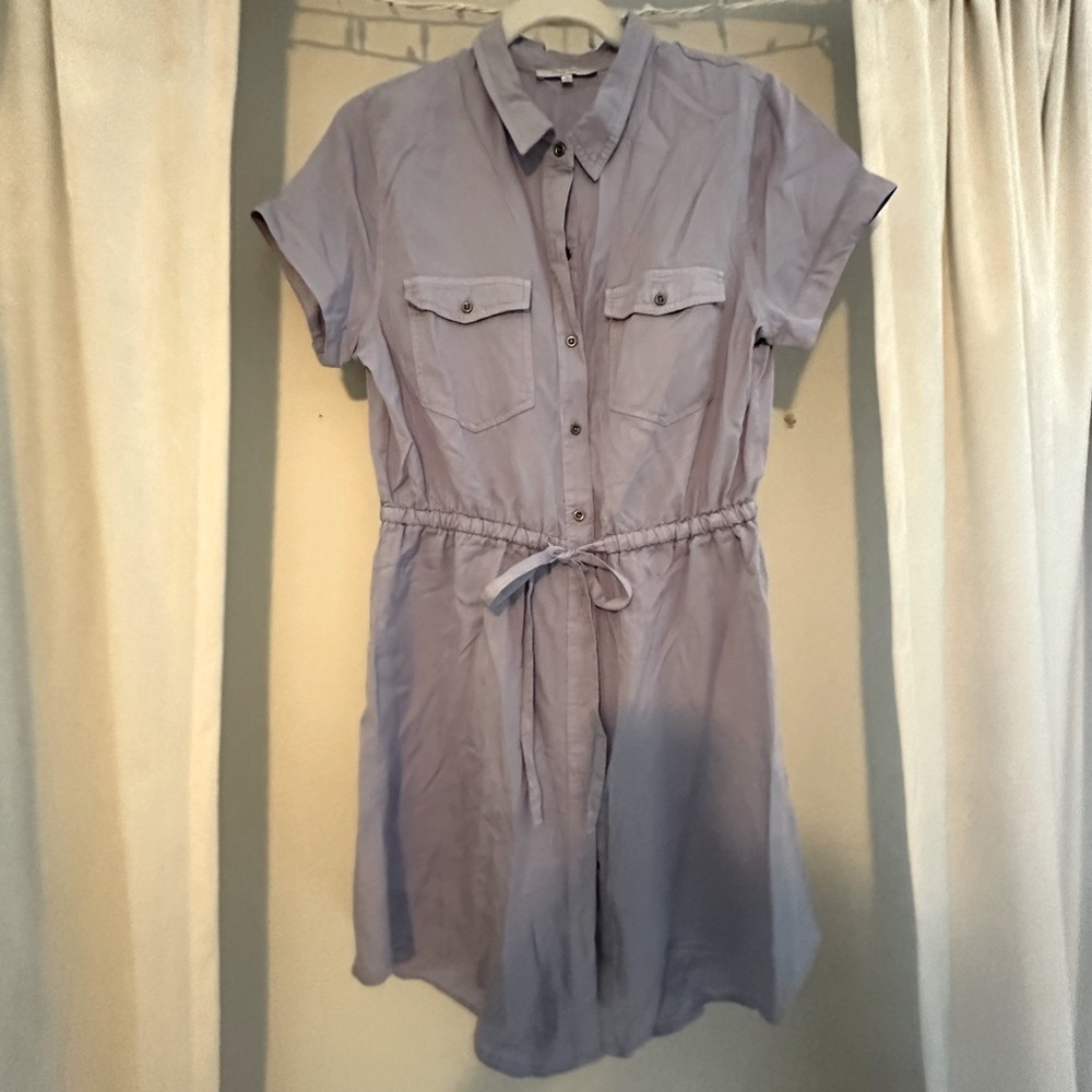 Lilac button and waste tie dress